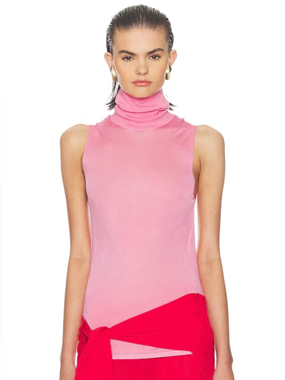Helsa Arlena Sleveeveless Turtleneck in Pink Size M